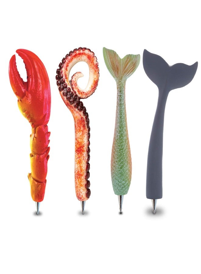 Planet Pens Bundle of Crab Claw, Octopus Arm, Mermaid Tail, Whale Tail Novelty Pens - Unique Ballpoint Pens Colorful Sea Life Writing Pens Instrument For School & Office - 4 Pack - Image 1