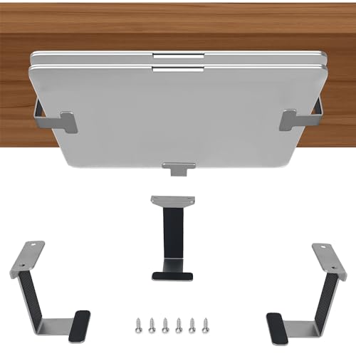 IFCASE Metal Under Desk Shelf Mount Holder for Laptop, Xbox Series S, Xbox One S/X, PS4 Slim/Pro, Desktop Mini PC, Wireless Amplifier, CalDigit TS4 (Silver) - Image 1