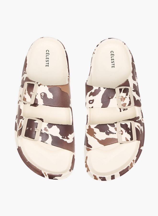 سيليست صنادل نسائية بطبعة حيوانات بإبزيم مزدوج - Image 2