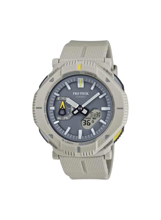 كاسيو ساعة كاسيو برو تريك PRJ-B001-7DR للرجال بتقنية Tough Solar وBluetooth وسوار أبيض من الراتينج الحيوي، مقاومة للماء حتى 100 متر - Image 2