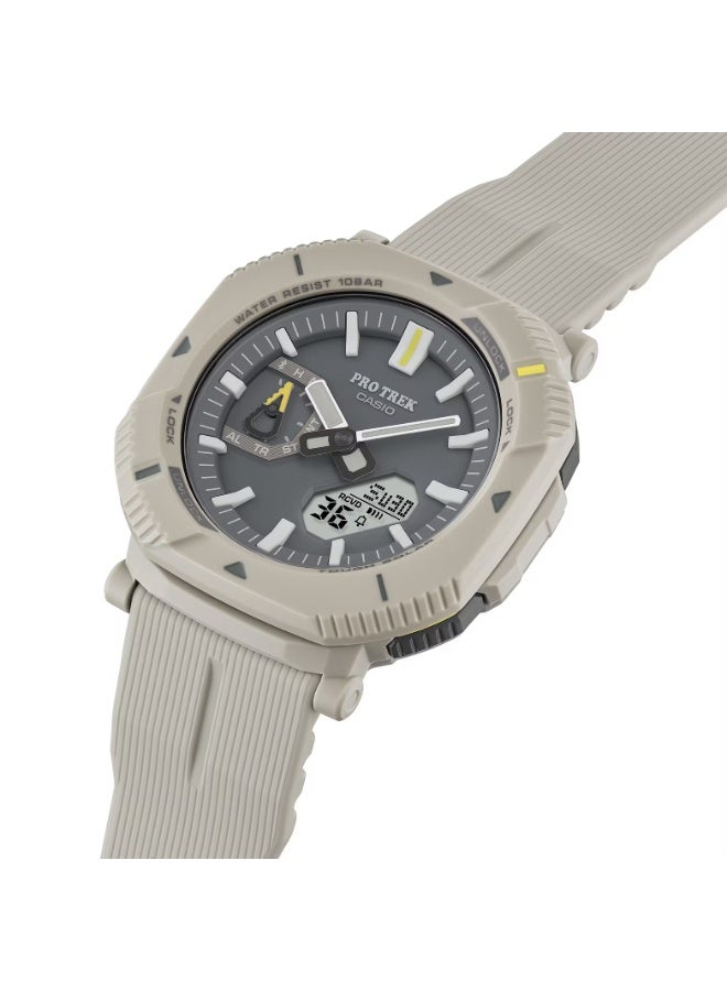 كاسيو ساعة كاسيو برو تريك PRJ-B001-7DR للرجال بتقنية Tough Solar وBluetooth وسوار أبيض من الراتينج الحيوي، مقاومة للماء حتى 100 متر - Image 3