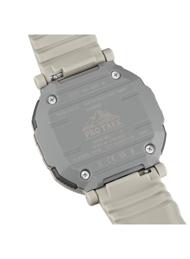 كاسيو ساعة كاسيو برو تريك PRJ-B001-7DR للرجال بتقنية Tough Solar وBluetooth وسوار أبيض من الراتينج الحيوي، مقاومة للماء حتى 100 متر - Image 4