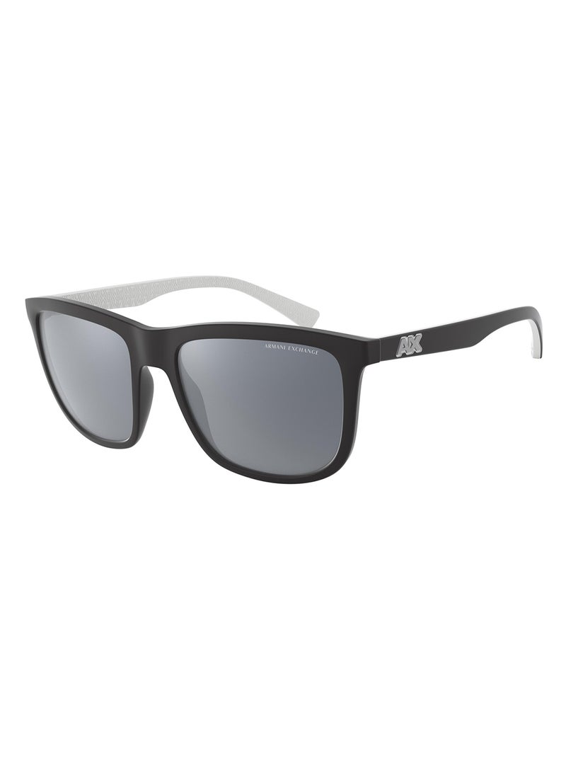 Armani Exchange نظارات شمسية مربعة للرجال - Ax4093S - حجم العدسة: 56 مم - أبيض غير لامع/أسود غير لامع