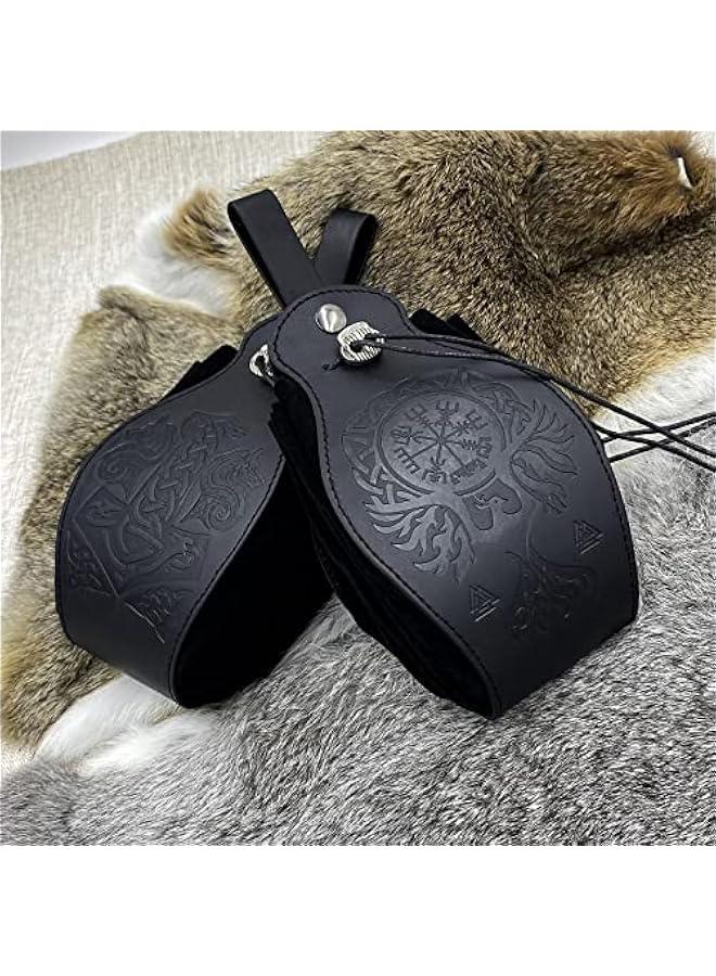 Medieval Faux Leather Pouch, Portable Drawstring Purse, Vintage Belt Pouch Dice Bag For LARP Ren Faire  - Image 5
