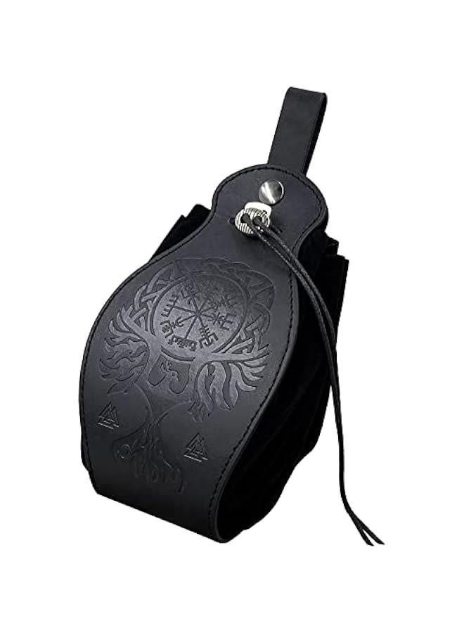 Medieval Faux Leather Pouch, Portable Drawstring Purse, Vintage Belt Pouch Dice Bag For LARP Ren Faire  - Image 1