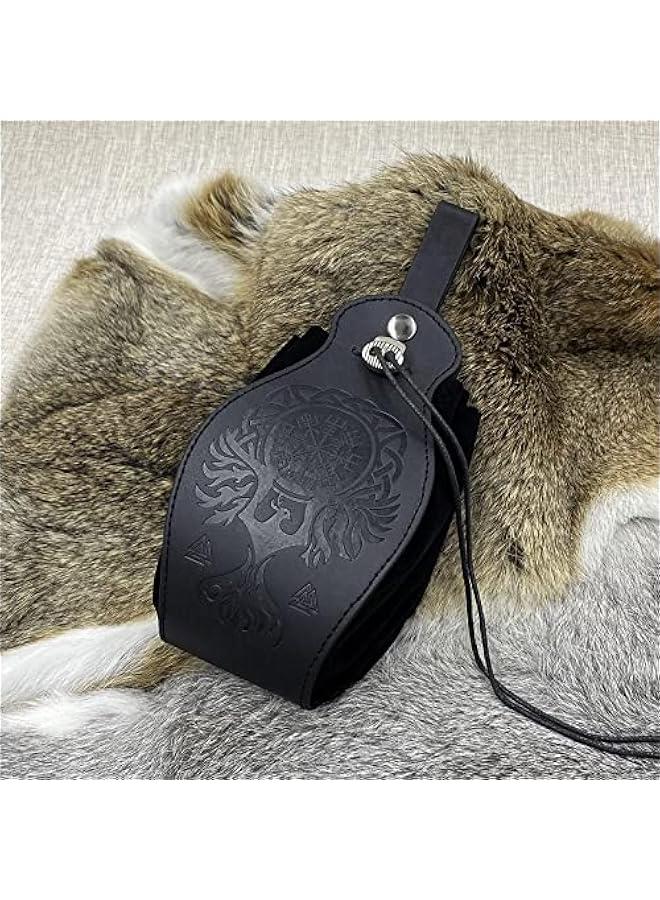 Medieval Faux Leather Pouch, Portable Drawstring Purse, Vintage Belt Pouch Dice Bag For LARP Ren Faire  - Image 4