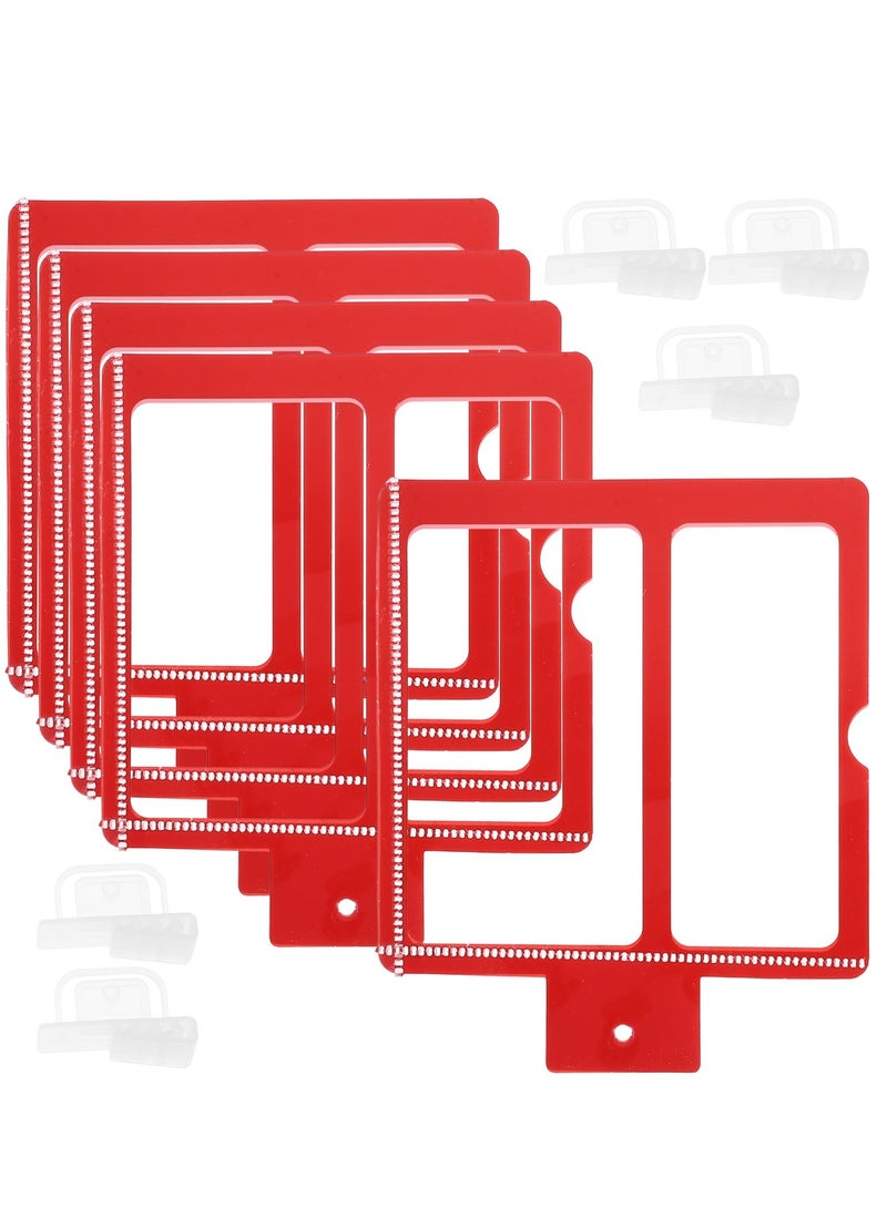 Excefore مجموعة من 5 حاملات شارات أفقية شفافة، وأغلفة بطاقات شفافة لبطاقات الأسعار في المراكز التجارية، ومشابك ملصقات الأسعار لعرض البضائع - Image 1