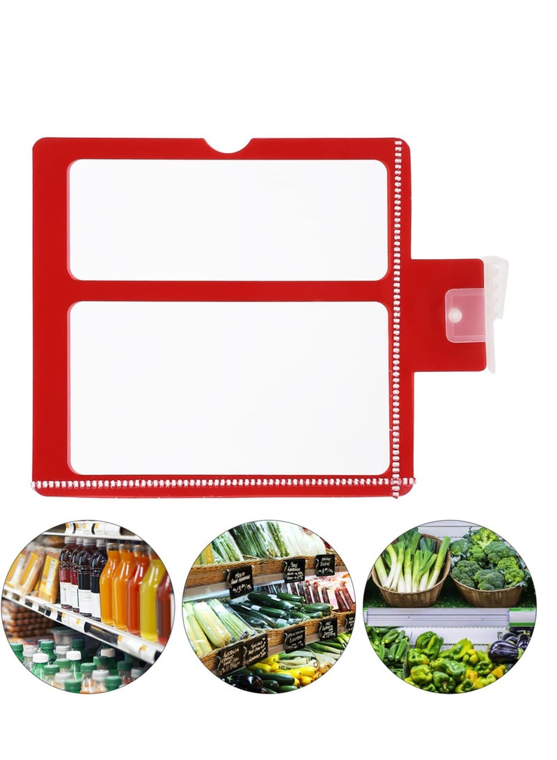 Excefore مجموعة من 5 حاملات شارات أفقية شفافة، وأغلفة بطاقات شفافة لبطاقات الأسعار في المراكز التجارية، ومشابك ملصقات الأسعار لعرض البضائع - Image 4