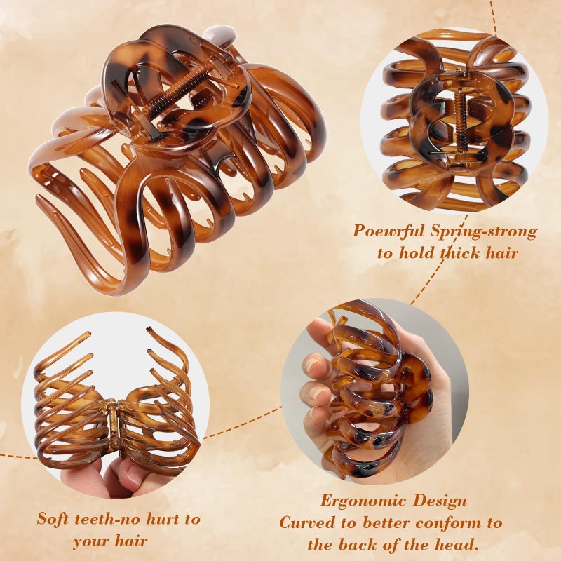 SYGY 4 PCS 3.8" Octopus Hair Claw Clips, Large Tortoise Shell Claw Clips for Women Girls, Strong Grip for Thick Hair, Hair Accessories for Valentine's Day/Birthday Gifts - Image 5