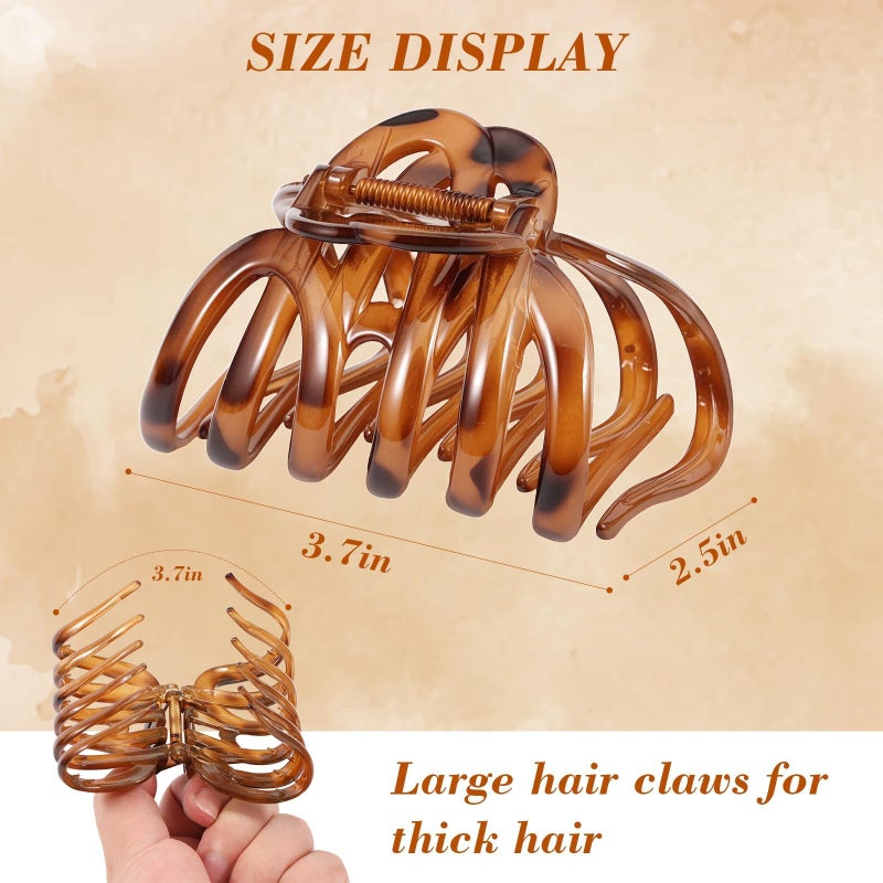 SYGY 4 PCS 3.8" Octopus Hair Claw Clips, Large Tortoise Shell Claw Clips for Women Girls, Strong Grip for Thick Hair, Hair Accessories for Valentine's Day/Birthday Gifts - Image 3