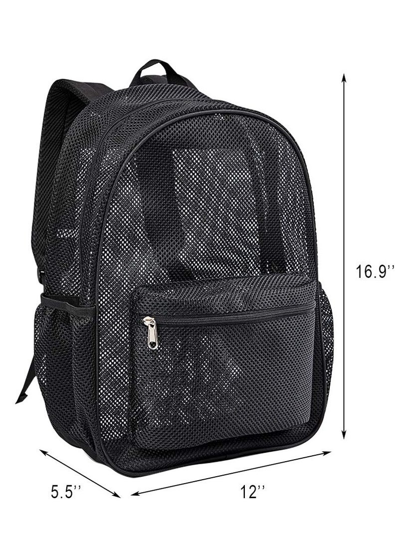 LING Transparent mesh black backpack, beach backpack - Image 2
