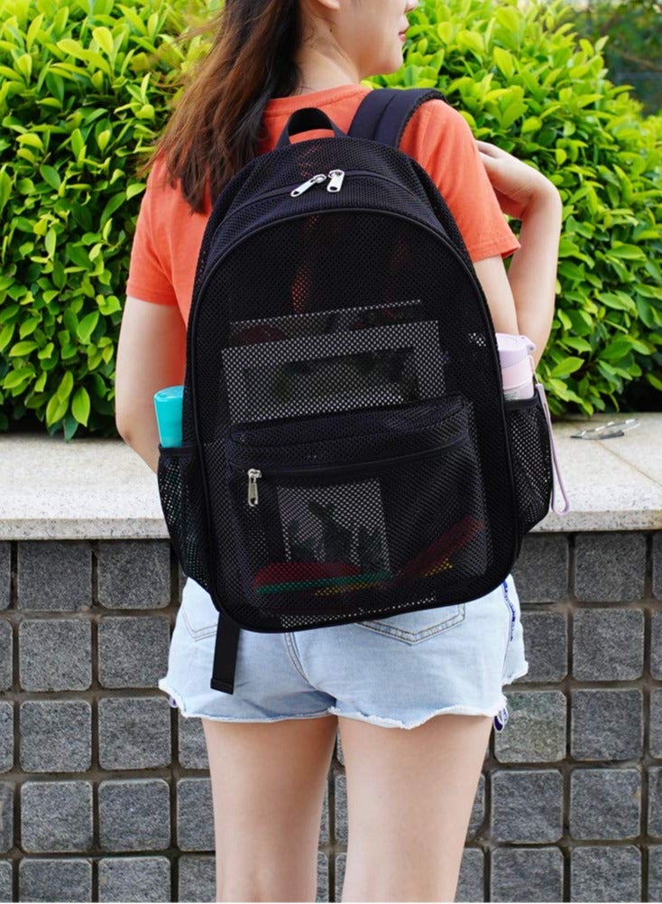 LING Transparent mesh black backpack, beach backpack - Image 4