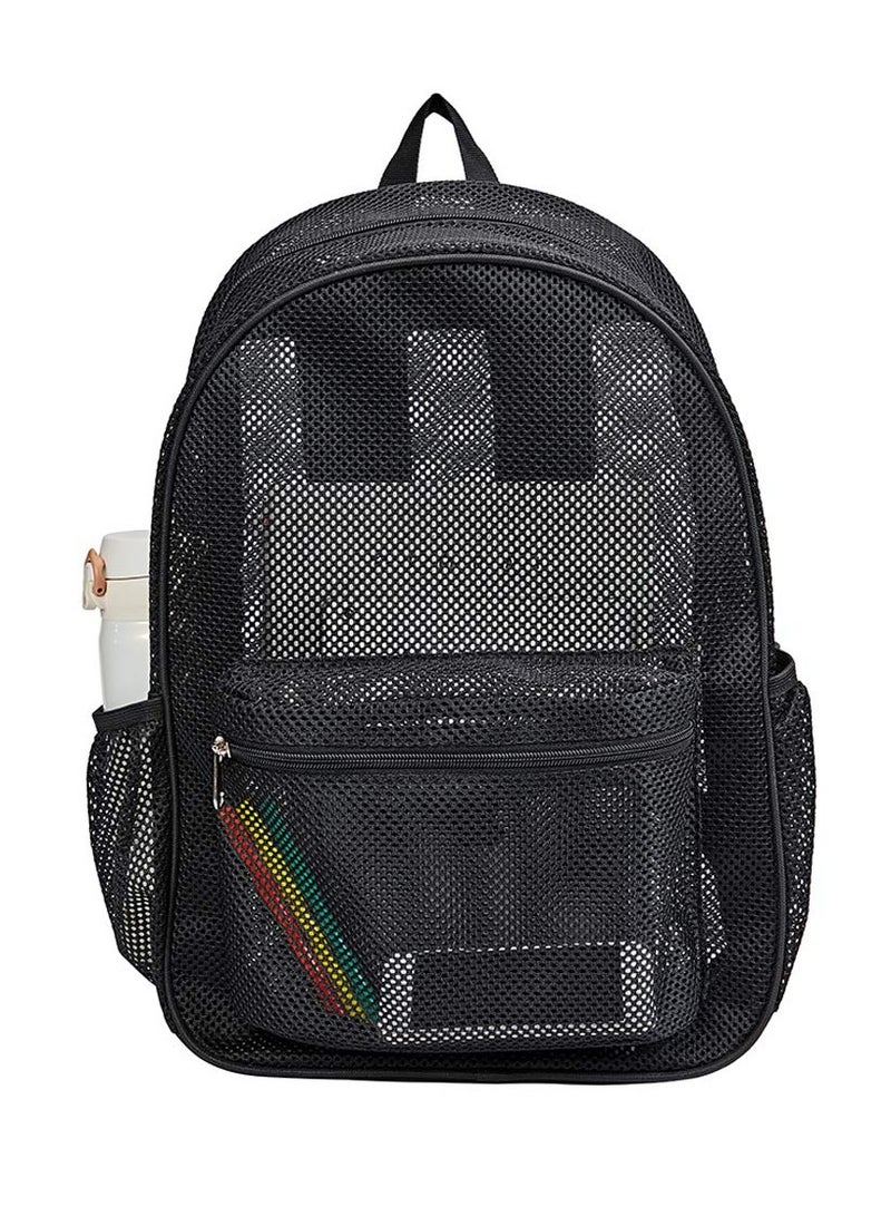 LING Transparent mesh black backpack, beach backpack - Image 1