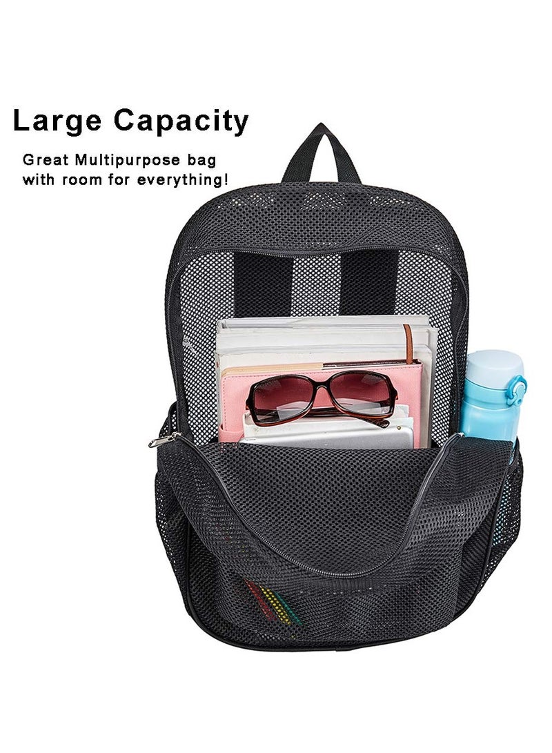 LING Transparent mesh black backpack, beach backpack - Image 3