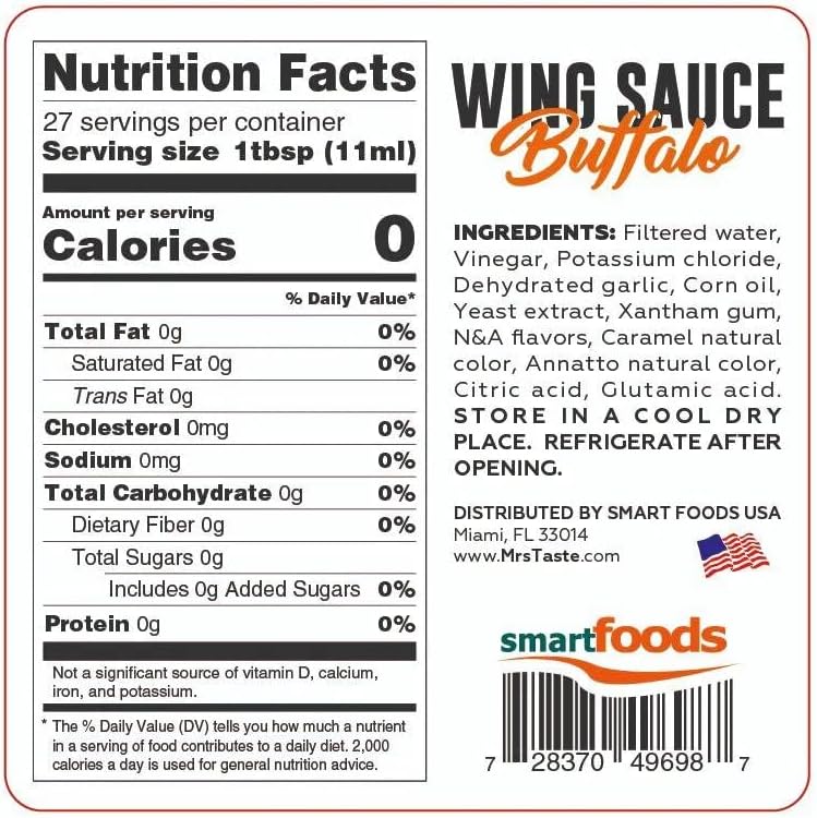 Mrs Taste Sugar Free Buffalo Wing Sauce - Zero Calories, Zero Sodium, Vegan, Keto Friendly, 10 FL OZ - Image 2