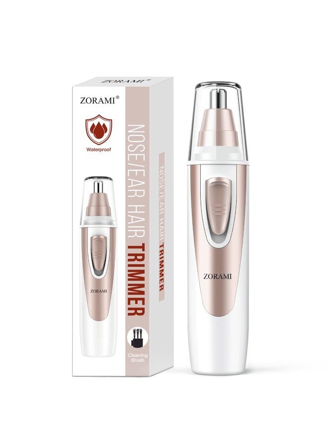 ZORAMI Ear and Nose Hair Trimmer Clipper - 2025 Professional Painless Eyebrow & Facial Hair Trimmer for Men Women, Battery-Operated Trimmer with IPX7 Waterproof, Dual Edge Blades for Easy Cleansing Pink - Image 1
