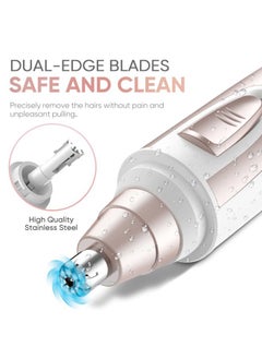 ZORAMI Ear and Nose Hair Trimmer Clipper - 2025 Professional Painless Eyebrow & Facial Hair Trimmer for Men Women, Battery-Operated Trimmer with IPX7 Waterproof, Dual Edge Blades for Easy Cleansing Pink  - Image 3