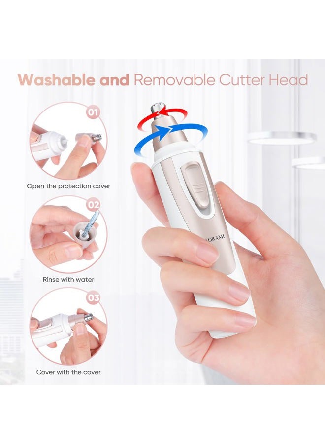 ZORAMI Ear and Nose Hair Trimmer Clipper - 2025 Professional Painless Eyebrow & Facial Hair Trimmer for Men Women, Battery-Operated Trimmer with IPX7 Waterproof, Dual Edge Blades for Easy Cleansing Pink - Image 5