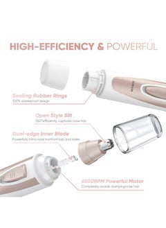 ZORAMI Ear and Nose Hair Trimmer Clipper - 2025 Professional Painless Eyebrow & Facial Hair Trimmer for Men Women, Battery-Operated Trimmer with IPX7 Waterproof, Dual Edge Blades for Easy Cleansing Pink  - Image 4