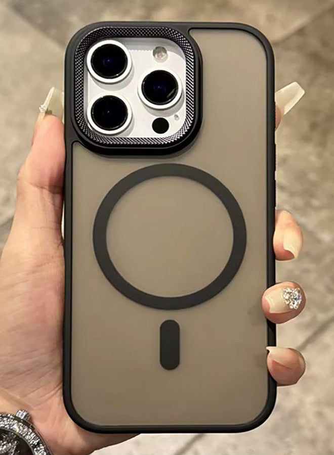 Premium Shockproof MagSafe Case for iPhone 15 Pro with Metal Camera Frame – Stylish Matte Magnetic Mobile Cover for Men, Women & Youth – Anti-Fingerprint, Camera Protection, Drop Resistant (Black) - Image 1