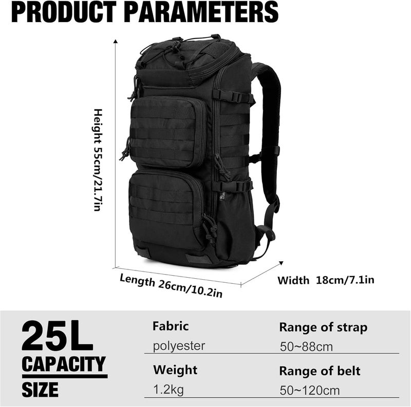Mardingtop Tactical Backpacks Molle Hiking daypacks for Motorcycle Camping Hiking Military Traveling,25L Backpack - Image 2