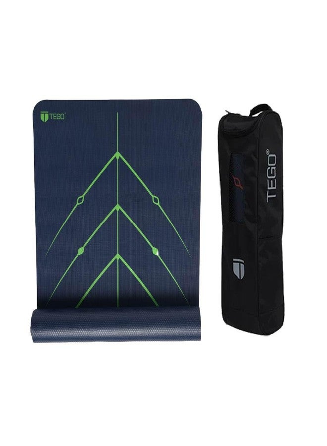 TEGO Stance Yoga Mat with GuideAlign for Posture Alignment (Blue Green With Bag)| Reversible Design with Dual Texture Grip | 5mm Thick | Antimicrobial, Non-Slip, Sweat-Resistant | 6ft x 2ft | Yoga & Fitness Mat | Shoe-friendly Workout Mat - Image 1