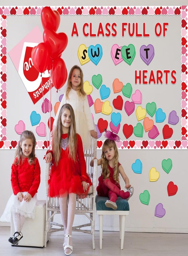 BelleAngle Valentine's Day Bulletin Board Set Happy Valentine's Day Sweet Heart Classroom Decorations A Class Full of Sweethearts Themed Cut-Outs for School Classroom Bulletin Board Decorations - Image 4