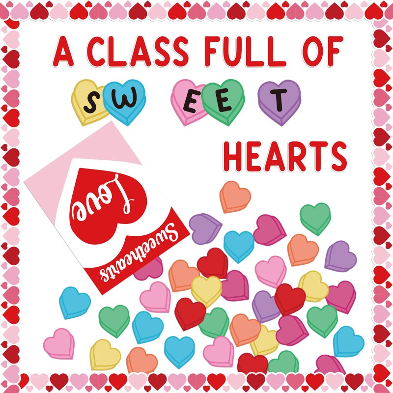 BelleAngle Valentine's Day Bulletin Board Set Happy Valentine's Day Sweet Heart Classroom Decorations A Class Full of Sweethearts Themed Cut-Outs for School Classroom Bulletin Board Decorations - Image 1