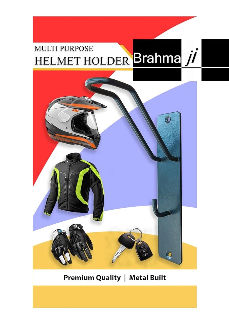 Brahmaji Brahmaji Helmet Holder Keys Jacket Laptop Bag and Helmet Hanger Multi Purpose Wall mountable Black Finish Pack of 1 - Image 1