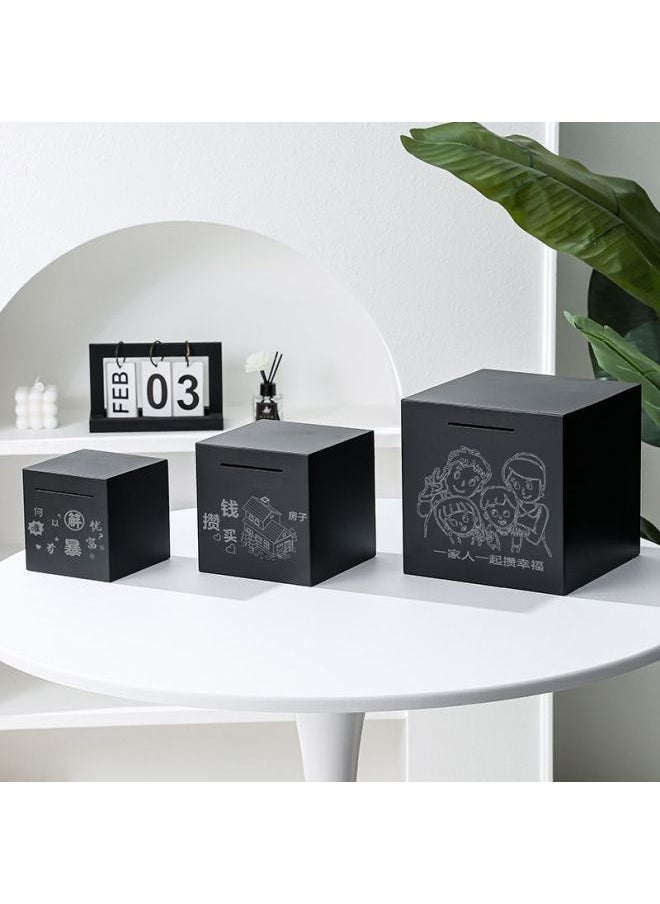 null - Stainless Steel Piggy Bank Can Only Enter The 2025 High-value Large-capacity Piggy Bank For Children, Boys And Girls-Color:Pattern [i Save The Future With You] + Planner Stickers-Size:Upgraded Version Of Black Extra Large Size And Thickened For 250k Yuan - Image 1