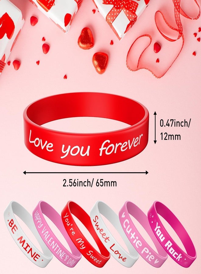 Morcheiong 42 Pieces Valentine's Day Party Favors Rubber Bracelets Pink Red Classic Silicone Wristbands for Kids Adults Valentine's Day Party Decorations - Image 3