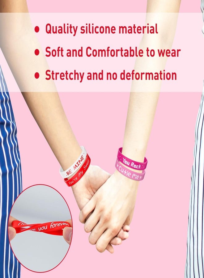 Morcheiong 42 Pieces Valentine's Day Party Favors Rubber Bracelets Pink Red Classic Silicone Wristbands for Kids Adults Valentine's Day Party Decorations - Image 5