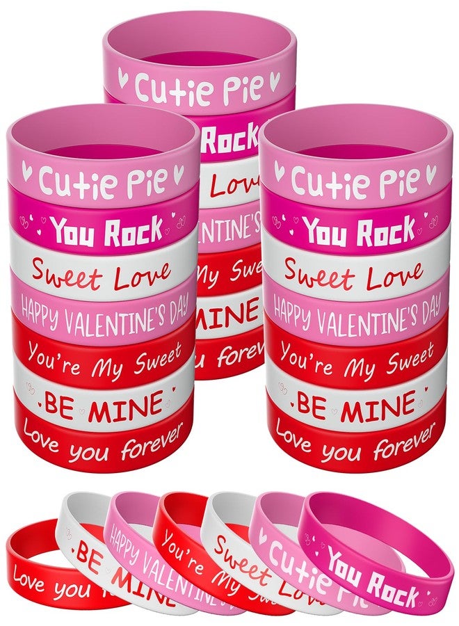 Morcheiong 42 Pieces Valentine's Day Party Favors Rubber Bracelets Pink Red Classic Silicone Wristbands for Kids Adults Valentine's Day Party Decorations - Image 1
