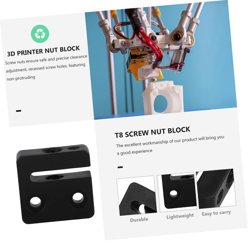 2Pcs Black Backlash Screw Nut Block For 3D Printer Easy Installation Threaded Rod Accessory - Image 3