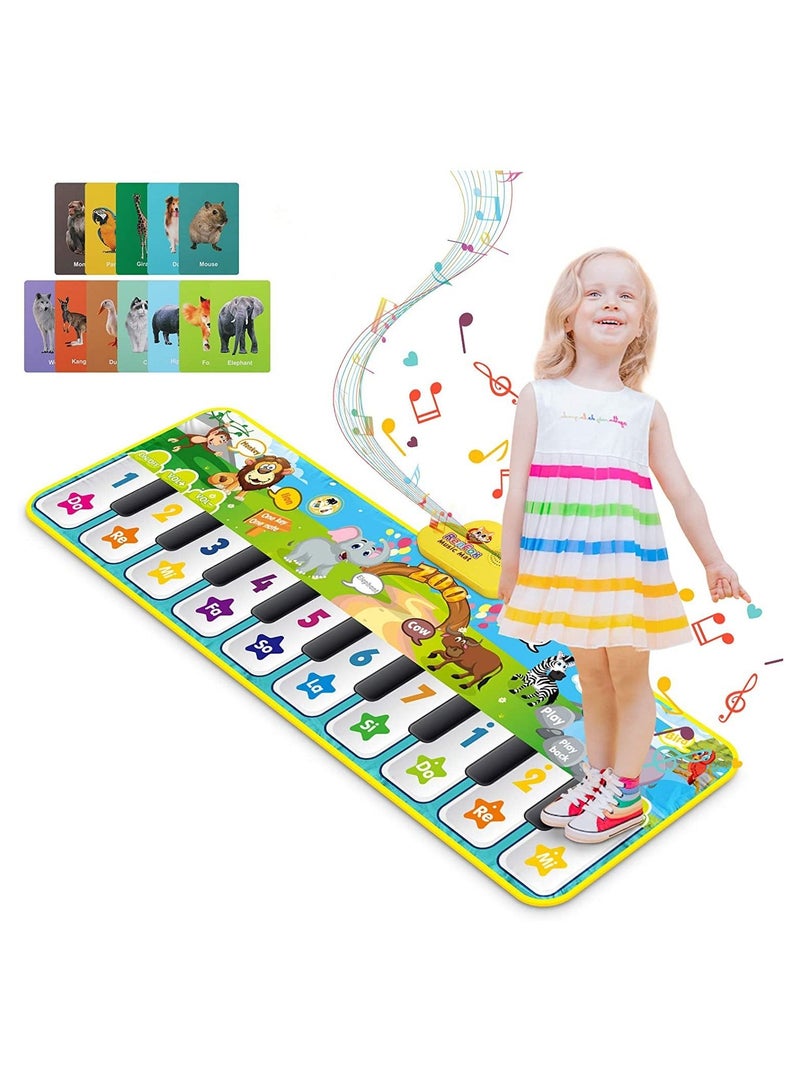 NIBEMINENT Baby Musical Mats with 42 Music Sounds, Kid Floor Piano Keyboard Dance Mat Animal Blanket Touch Playmat, Early Education Toys Gift for 1 2 3+ Years Old Toddlers Boys Girls - Image 1
