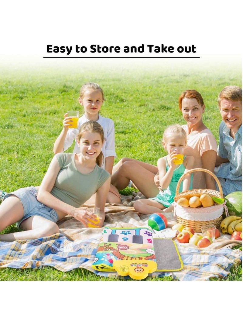 NIBEMINENT Baby Musical Mats with 42 Music Sounds, Kid Floor Piano Keyboard Dance Mat Animal Blanket Touch Playmat, Early Education Toys Gift for 1 2 3+ Years Old Toddlers Boys Girls - Image 3