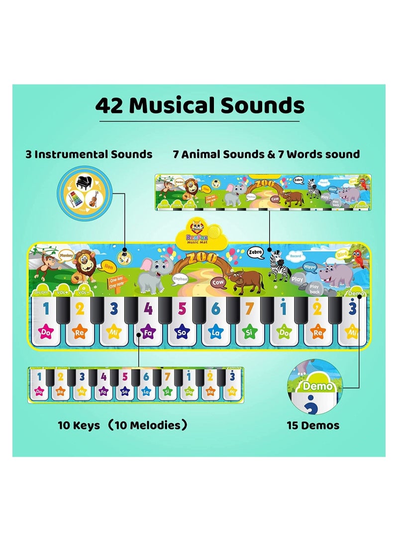 NIBEMINENT Baby Musical Mats with 42 Music Sounds, Kid Floor Piano Keyboard Dance Mat Animal Blanket Touch Playmat, Early Education Toys Gift for 1 2 3+ Years Old Toddlers Boys Girls - Image 5