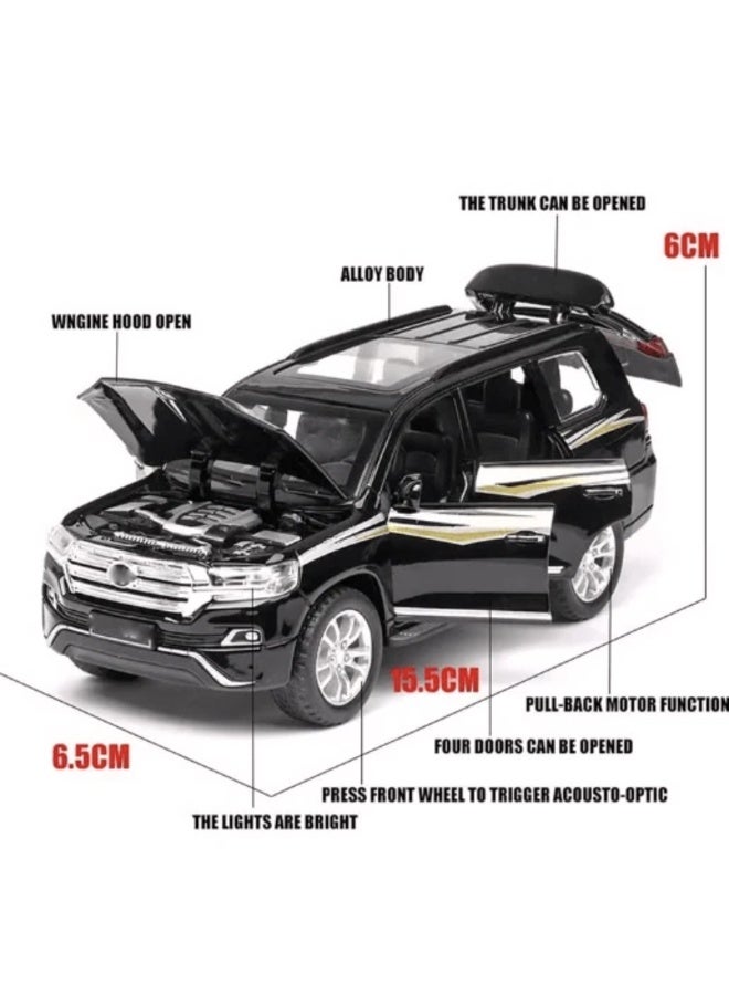 Pull Back سيارة موديل تويوتا لاند كروزر مصبوبة مقياس ١:٢٤ - لعبة SUV سحب للخلف مع إضاءة ومؤثرات صوتية وأبواب قابلة للفتح - Image 4