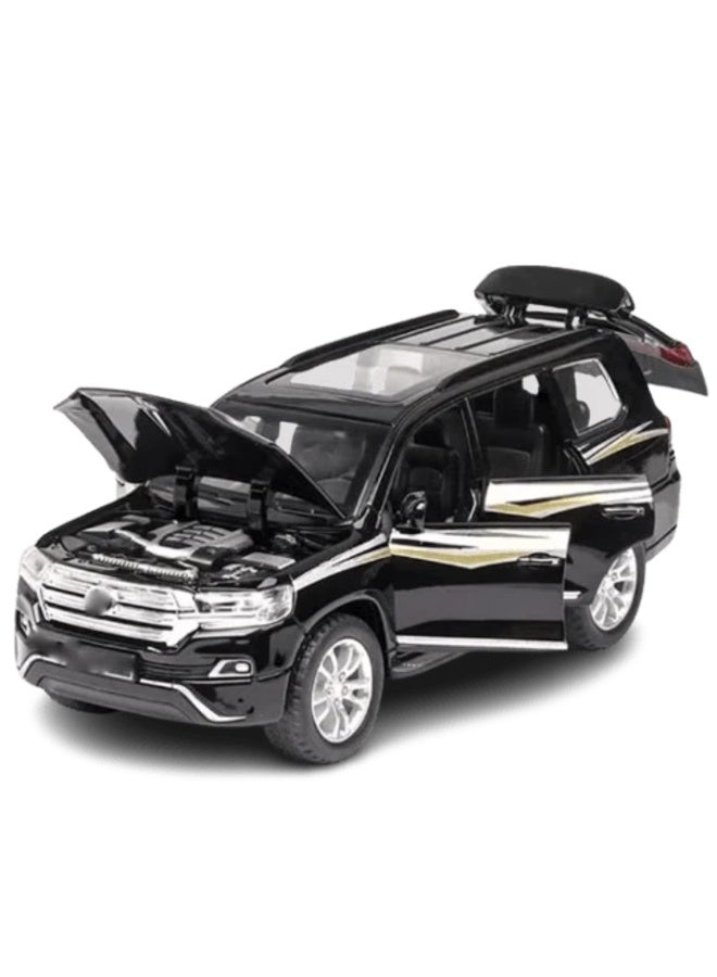 Pull Back سيارة موديل تويوتا لاند كروزر مصبوبة مقياس ١:٢٤ - لعبة SUV سحب للخلف مع إضاءة ومؤثرات صوتية وأبواب قابلة للفتح - Image 1