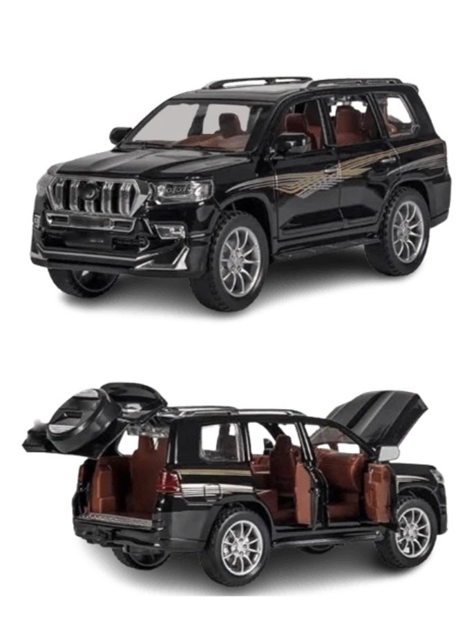 Pull Back سيارة موديل تويوتا لاند كروزر مصبوبة مقياس ١:٢٤ - لعبة SUV سحب للخلف مع إضاءة ومؤثرات صوتية وأبواب قابلة للفتح - Image 2