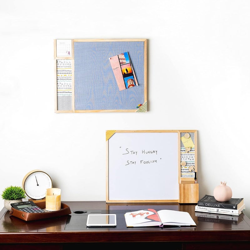 IVEI Metal Board, Pinboard, Whiteboard with Calendar - Set of 2- Grey - Image 2