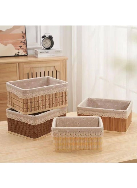 A luxurious, natural-looking, woven rattan basket set that combines a timeless classic with a contemporary feel. It consists of 3 pieces in completely different sizes.