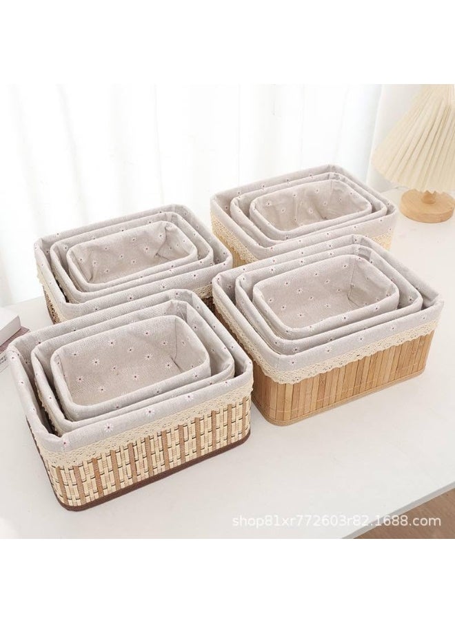 Generic - A luxurious, natural-looking, woven rattan basket set that combines a timeless classic with a contemporary feel. It consists of 3 pieces in completely different sizes. - Image 1