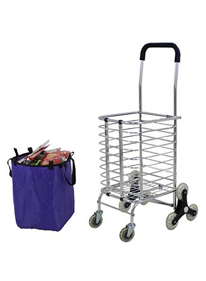 DR Mall Nirva Folding Stainless Steel Shopping Trolley with Triangular 8 Wheels - Image 2