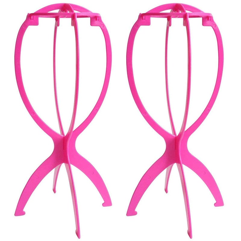 Dreamlover Short Wig Stands Portable Collapsible Wig Dryer for Travel Hot Pink 2 Packs