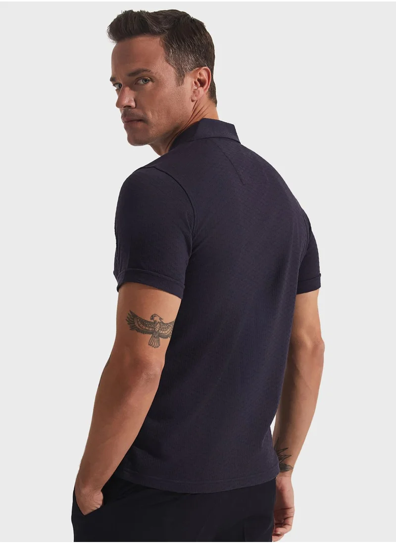 JUNE Half Zip Detail Polo Shirt