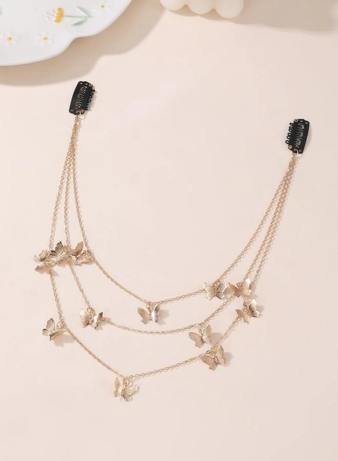 تايك تو Gold Butterfly Hair Chain Headband