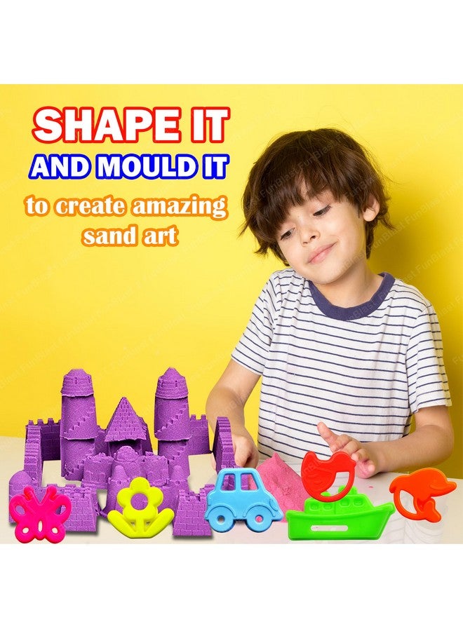 FunBlast Creative Sand for Kids - Natural Kinetic Sand Kit with Moulds for Kids Activity Toys, Soft Sand Clay Toys with Moulds for Kids, Boys, Girls (500 Gm Sand & 6 Pcs Mould) Pink - Image 4