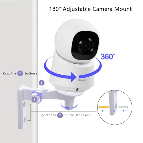 TEKCAM Camera Wall Mount Compatible with Eufy Indoor Cam E30/Eufy C220/C210, Baby Monitor Mount, 180°Adjustable Camera Corner Mount, Drill Installation, 2 Pack - Image 4