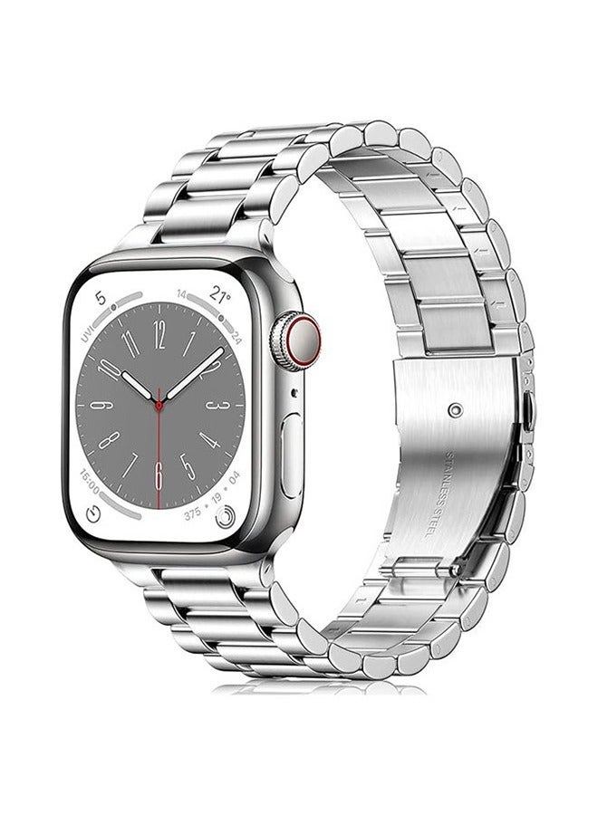 Sthxyfaith Compatible for Apple Watch Ultra 2 Band 49mm, Premium Stainless Steel Metal Compatible with Apple Watch Ultra Band/Apple Watch Strap 49mm, Replacement Adjustable Strap for Men Women, Silver - Image 1